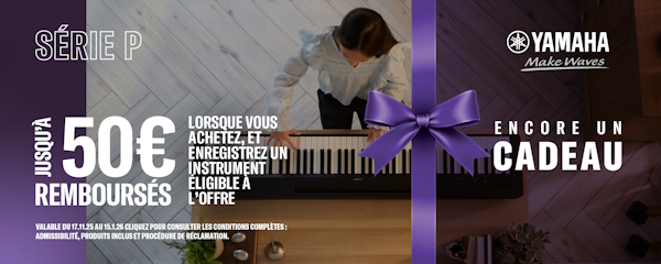 Jusqu'à 50€ de cashback sur les pianos portables Yamaha Jusqu'à 50€ de cashback sur les pianos portables Yamaha